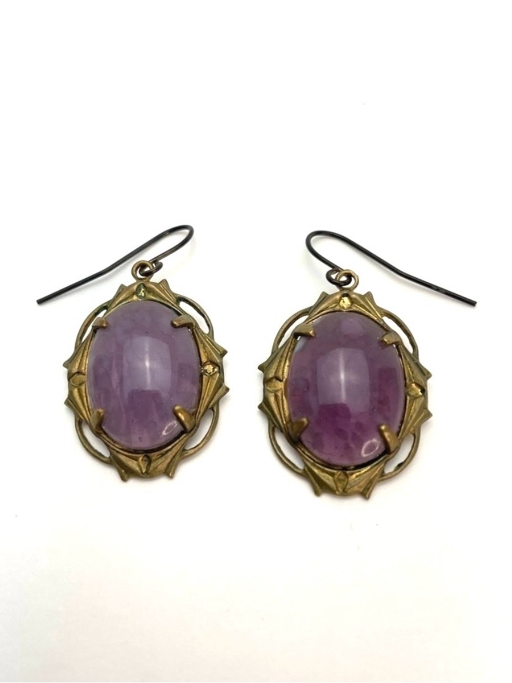 Purple Glass Dangle Earrings